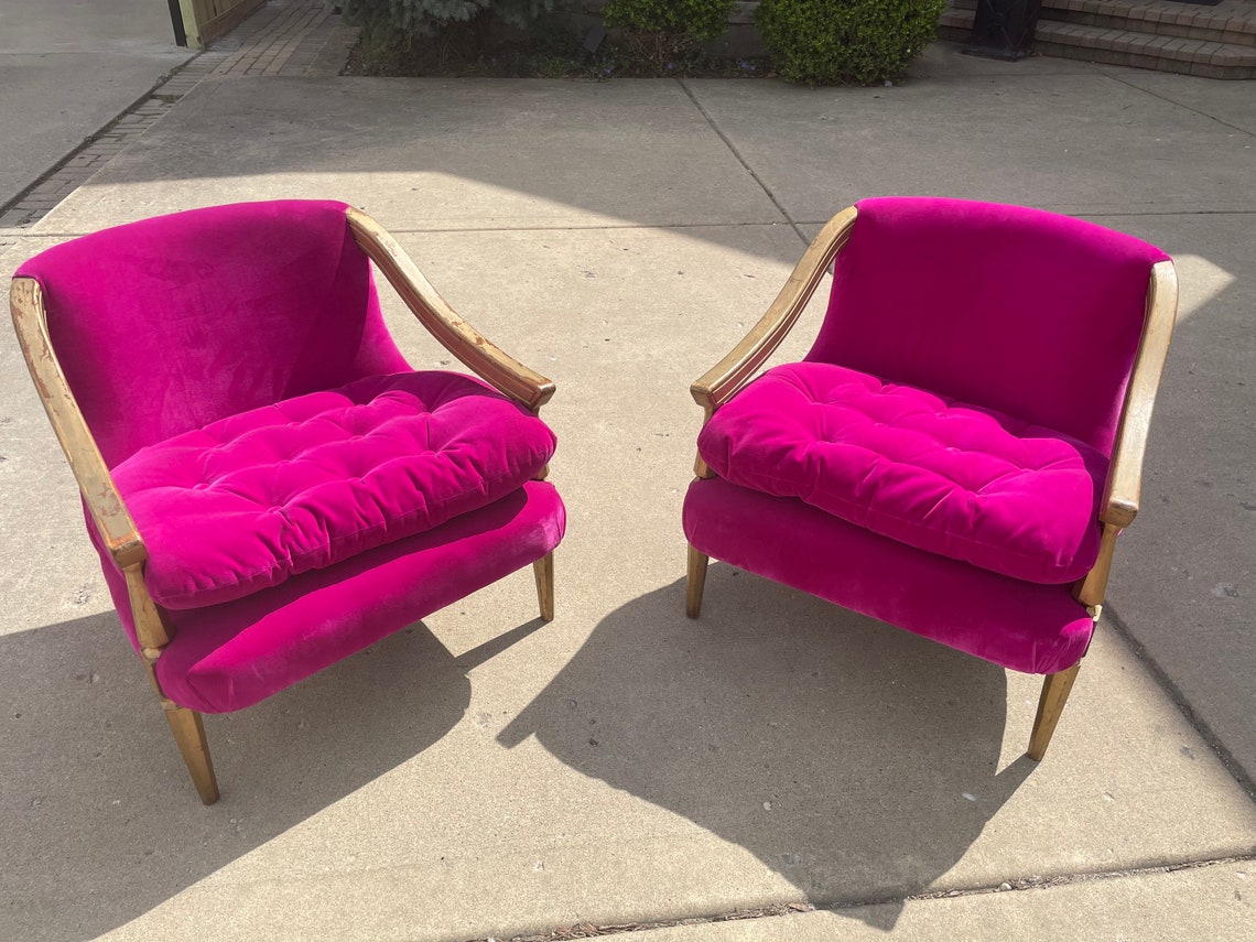 Mid 20th Century Hot Pink Accent Chairs a Pair Etsy