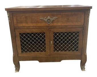 Henredon Nightstand: Mid-Century French Louis Style Solid Wood Bedside Table