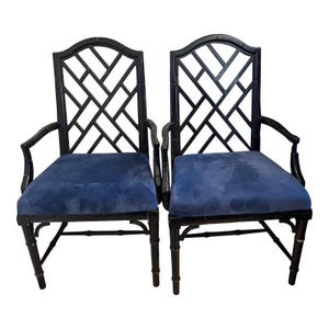 Chinoiserie Chinese Chippendale Dining Chairs by Century Furniture- a Pair