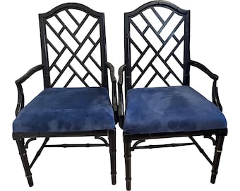 Chinoiserie Chippendale Armchairs: Century Furniture, Faux Bamboo - a Pair (Free Shipping)