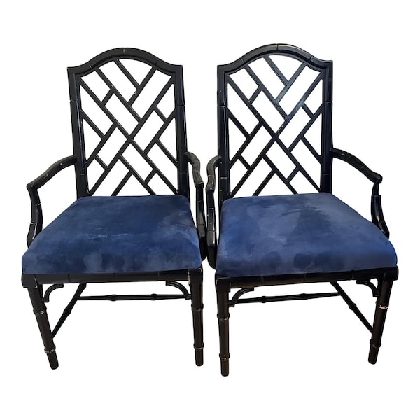 Chinoiserie Chippendale Armchairs: Century Furniture, Faux Bamboo - a Pair (Free Shipping)