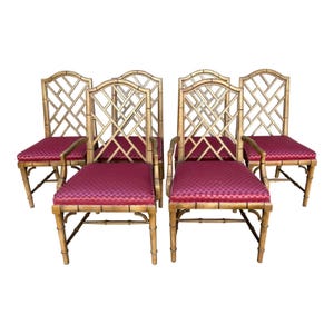 Century Chinoiserie Chinese Chippendale Fretwork Dining Chairs by Century Furniture- Set of 6
