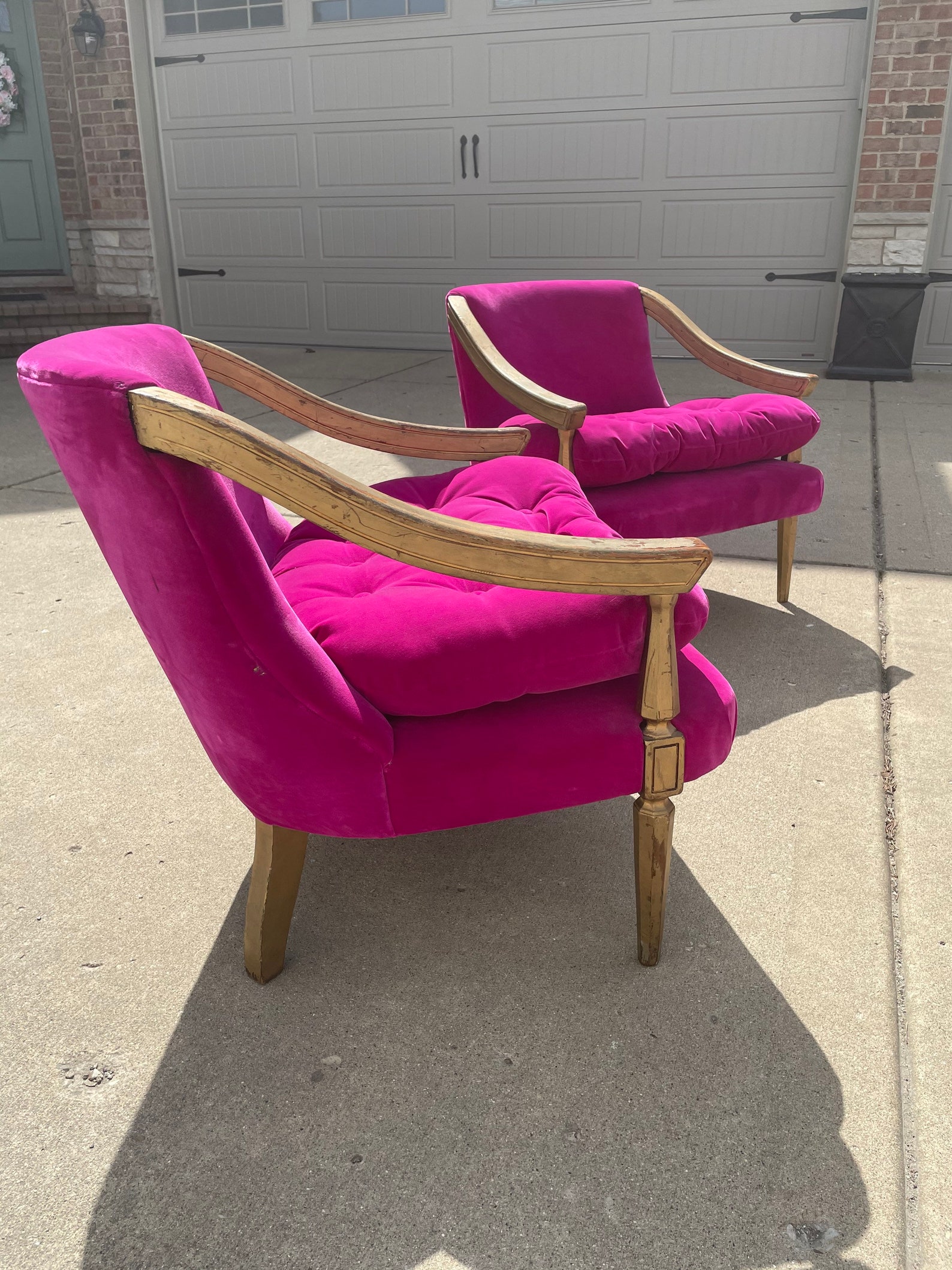 Mid 20th Century Hot Pink Accent Chairs a Pair Etsy