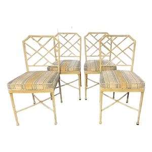 1950s Chinoiserie Metal Dining Chairs by Brown Jordan- Set of 4
