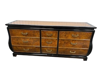 Vintage Century Furniture Dresser: Two-Tone Wood, Brass Hardware