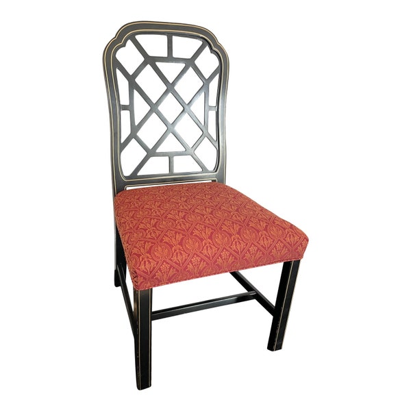 Late 20th Century Chinoiserie Fretwork Side Chair