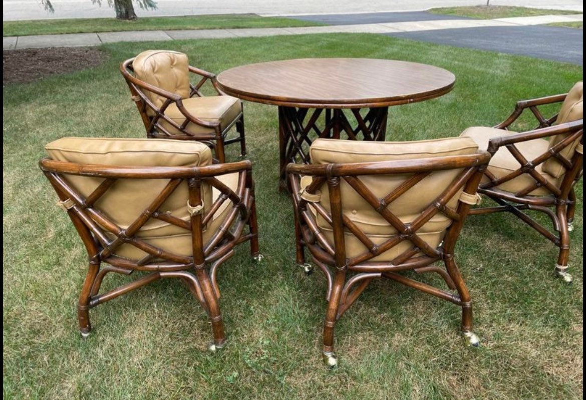 Mid 20th Century Bamboo Dining Set by Ficks Reed | Etsy