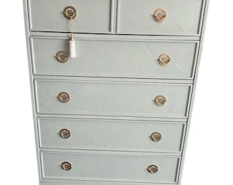 Drexel Heritage Highboy Dresser, Faux Wicker Finish