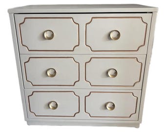Dorothy Draper Style Espana Nightstand: Vintage Hollywood Regency Chest