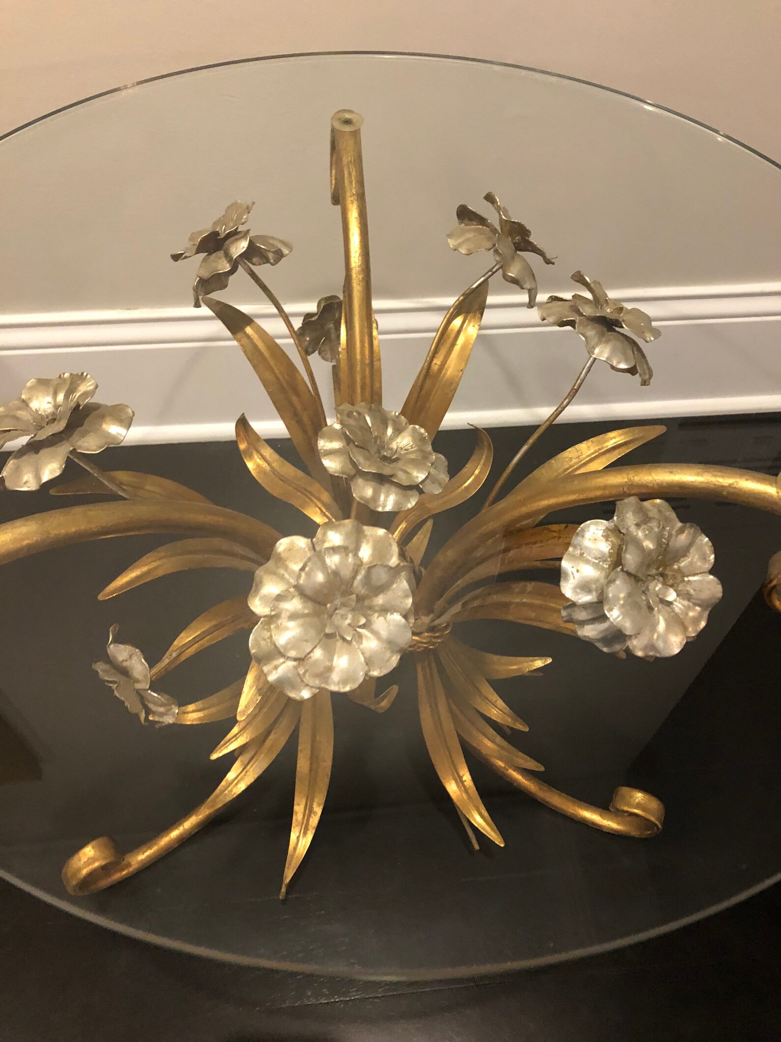 Vintage Gold Foil Accent Table Etsy