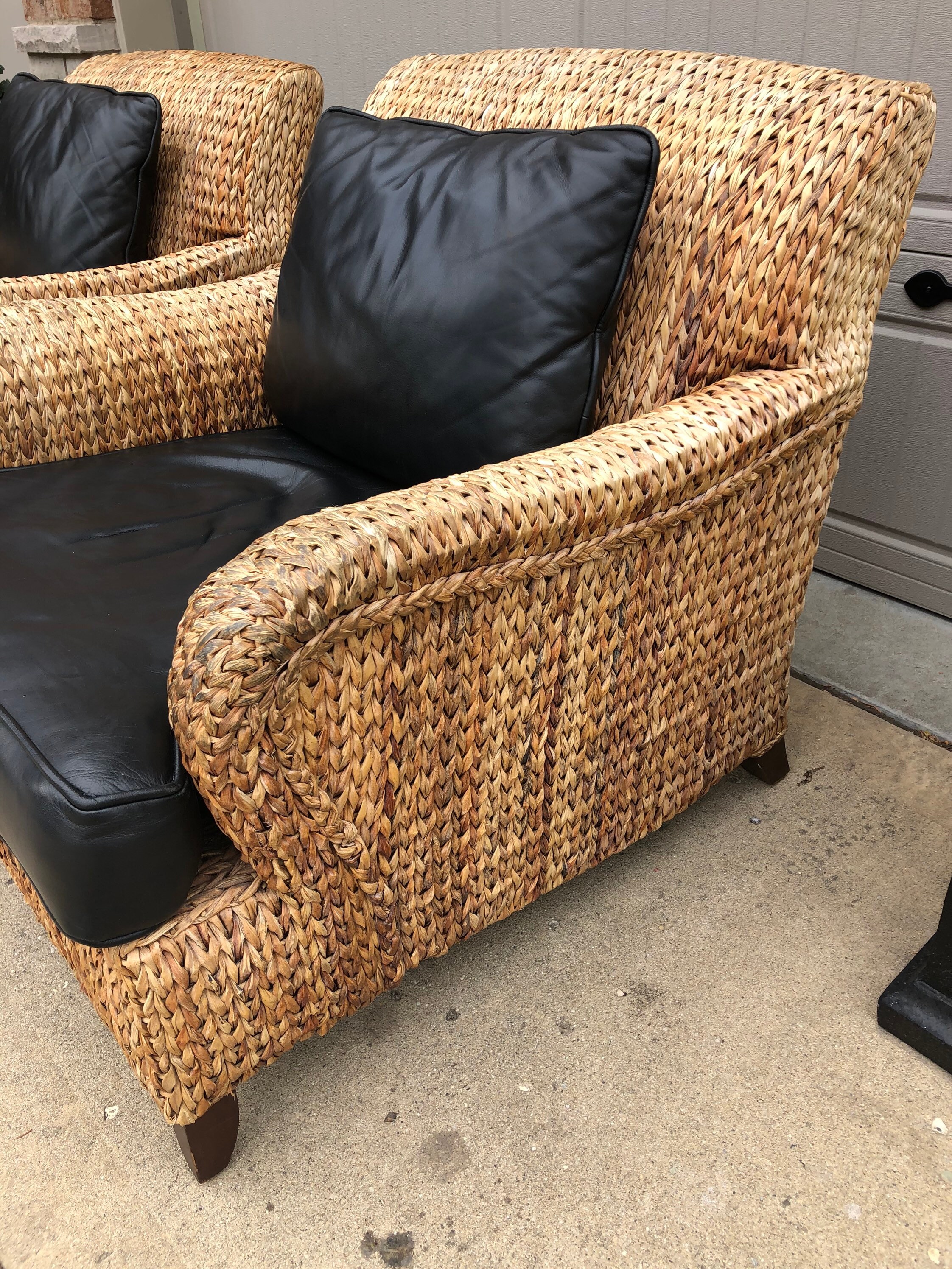 Vintage Set of Palecek Woven Rattan Lounge Chairs Etsy