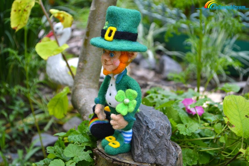 Needle felted Leprechaun doll St. Patrick's day handmade Etsy