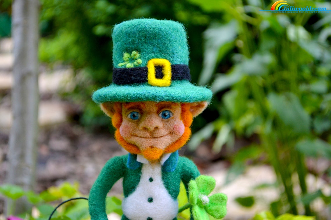 Needle felted Leprechaun doll St. Patrick's day handmade Etsy