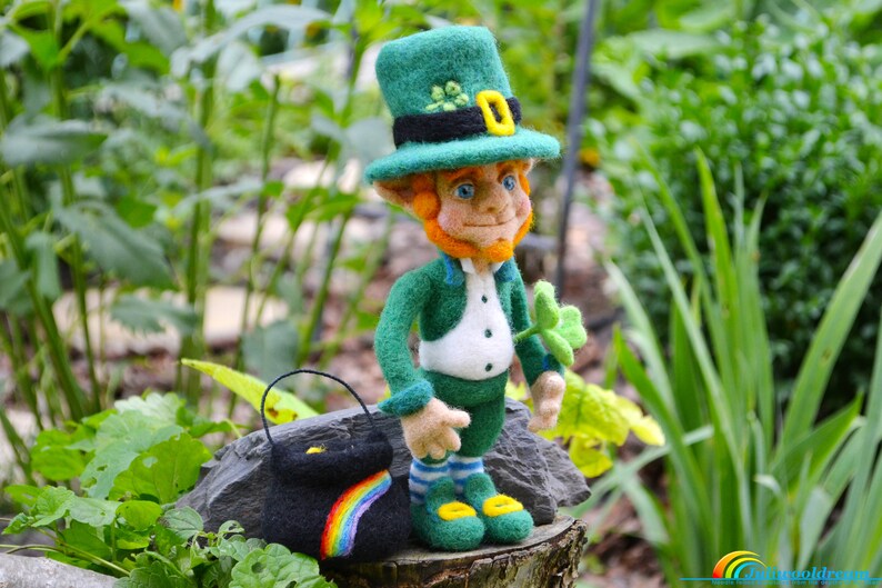 Needle felted Leprechaun doll St. Patrick's day handmade Etsy