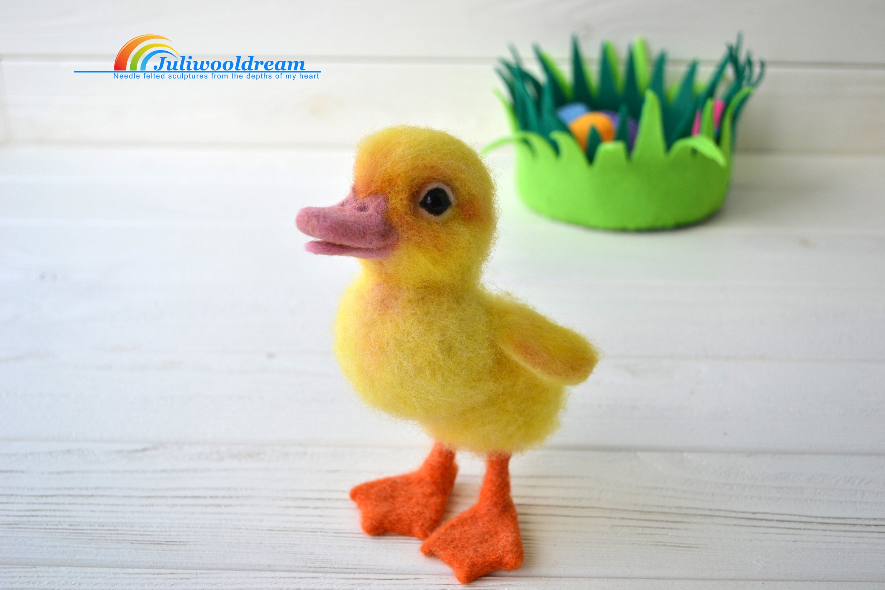 Needle felted duck miniature animal wool felt duckling Etsy