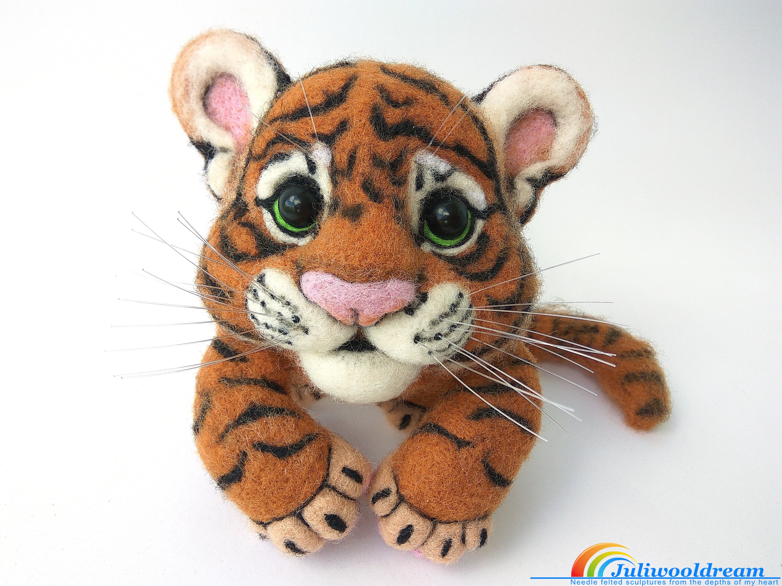 Needle felted tiger miniature animal felt tiger wool toy Etsy