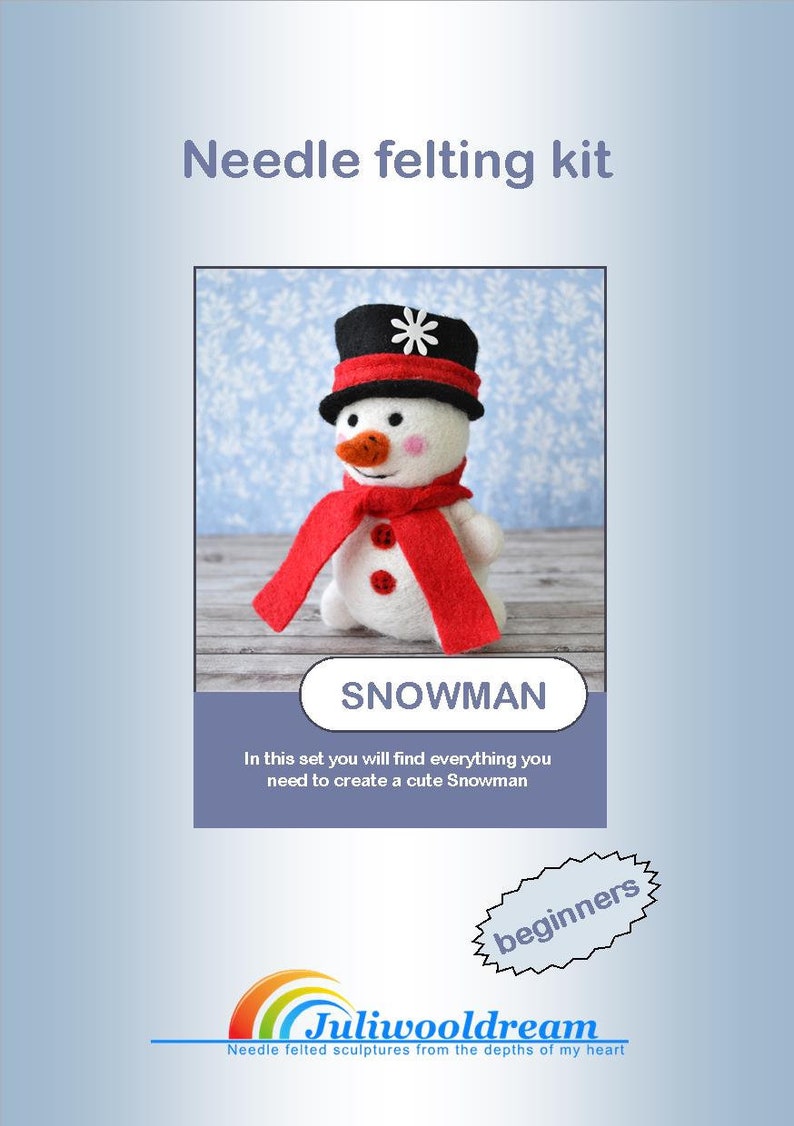 Needle Felting Kit Snowman Beginner Starter Kit Etsy