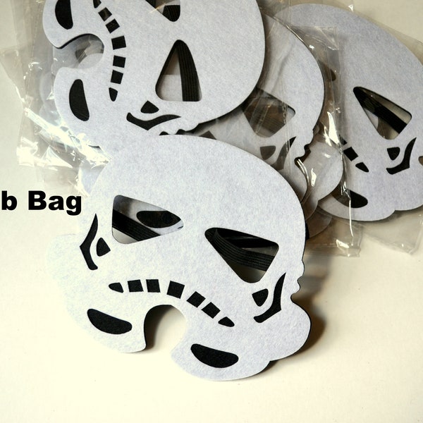 GRAB BAG 7 Storm Trooper Star Wars Felt Masks - Halloween Dress Up - Birthday Party Favors - Accessories Gifts - Adult Kid Size White Black