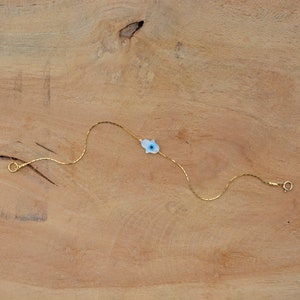 Delicate 925 silver vermeil bracelet Hamsa Hand of Fatma Eye Nazar Boncuk