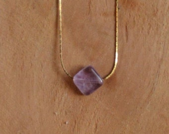 Necklace vermeil diamond stone amethyst birthstone February