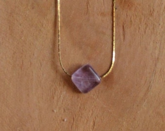 Collar vermeil diamante piedra de amatista piedra de nacimiento febrero