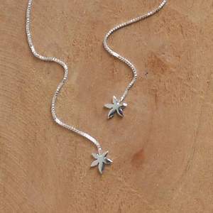 925 Sterling Silver Maple Leaf Minimalist Long Chain Earrings