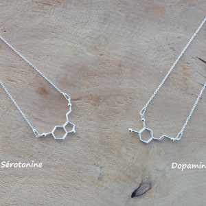 Necklace symbol chemical molecule serotonin dopamine Silver 925 hormone happiness