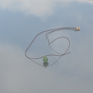 Minimalist silk thread necklace pendant drop green stone Green Aventurine Gold filled 14k customizable