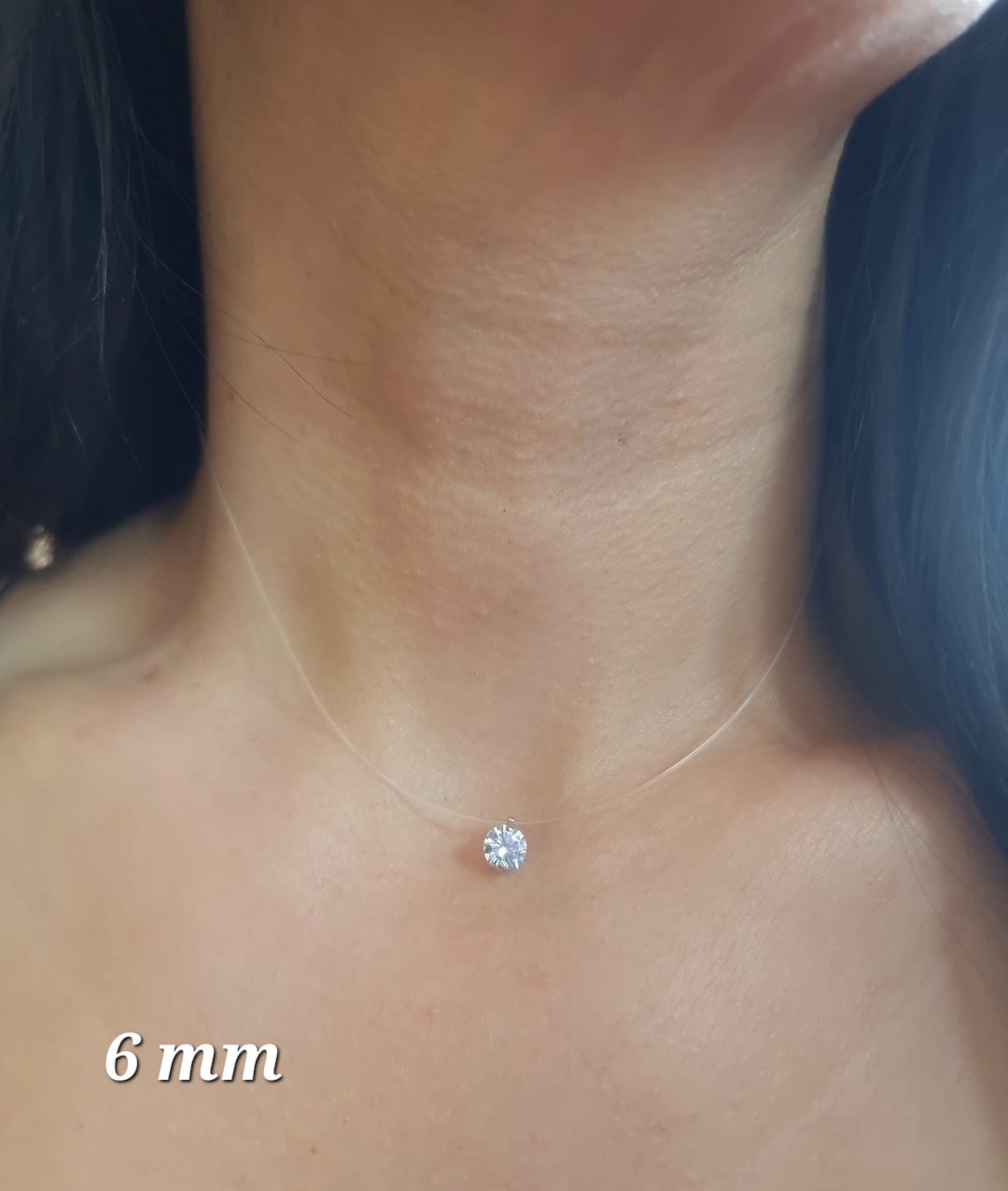Minimalist Invisible Necklace Transparent Nylon Zirconium