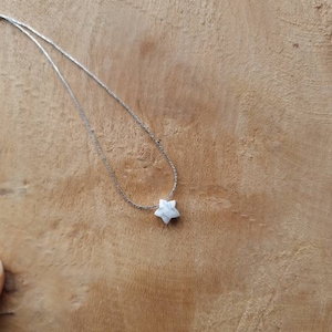 Fine minimalist necklace for children, young girls, star stone, howlite, turquoise, silver vermeil, 925