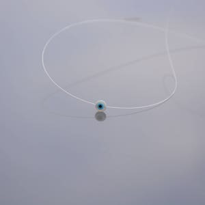 Minimalist necklace - Transparent fishing thread - Lucky eye Nazar Boncuk and silver 925, lucky charm, symbol ZOUX147