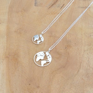 Collier carte du monde Argent massif 925 mappemonde planisphère globe planète ZOUX227
