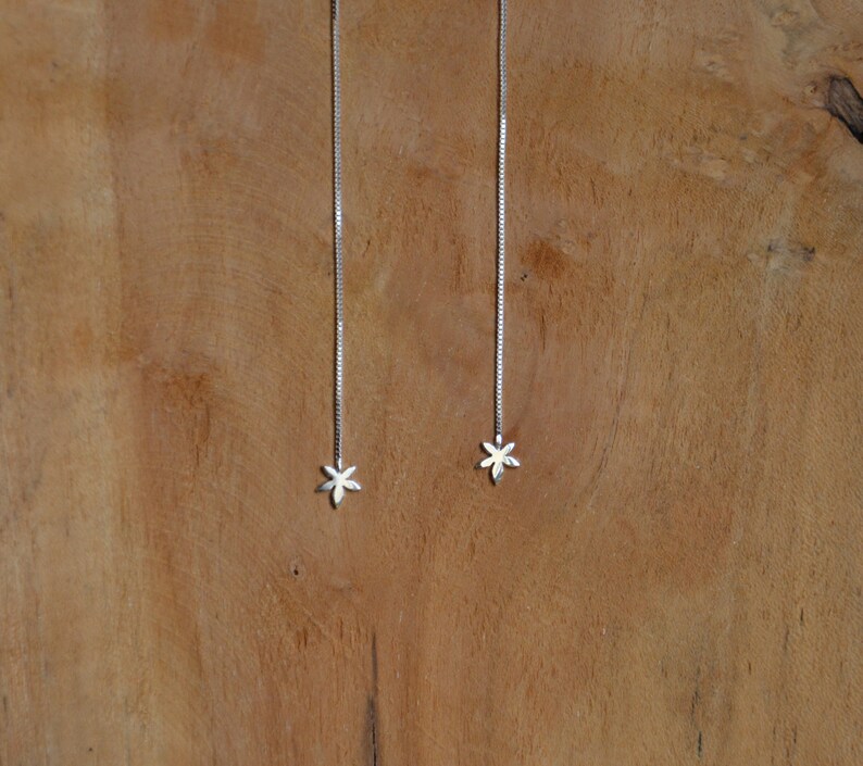 Minimalist long earrings leaf silver maple gincko 925