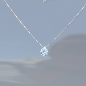 Minimalist necklace solitaire zirconium silver 925 rhodium plated delicate fine chain - solitaire diamond brilliant rhinestone customizable ZOUX173