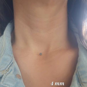 Invisible necklace fishing line transparent nylon hexagon black hematite stone silver 925 gold geometry