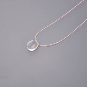 Minimalist choker necklace with old pink silk thread - Semi-precious transparent rock crystal drop pendant Gold filled 14k ZOUX161
