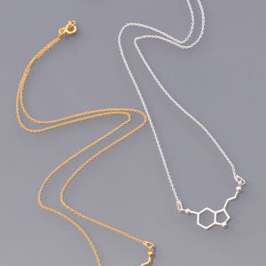 Serotonin molecule necklace chemistry symbol Sterling silver 925 ZOUX154 dopamine hormone science image 4