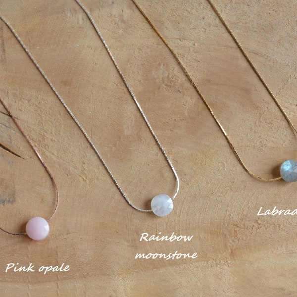 Customizable semi precious gemstone necklace moonstone labradorite amazonite quartz opal sun stone carnelian white stone