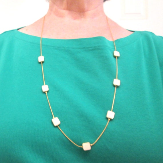 Gold 10KP Chain Necklace + Monet Round  Earrings-… - image 1