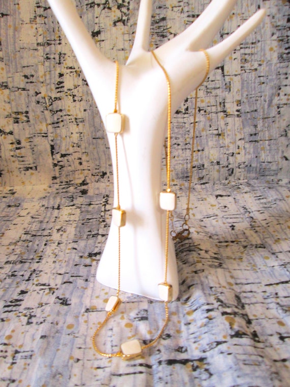 Gold 10KP Chain Necklace + Monet Round  Earrings-… - image 8