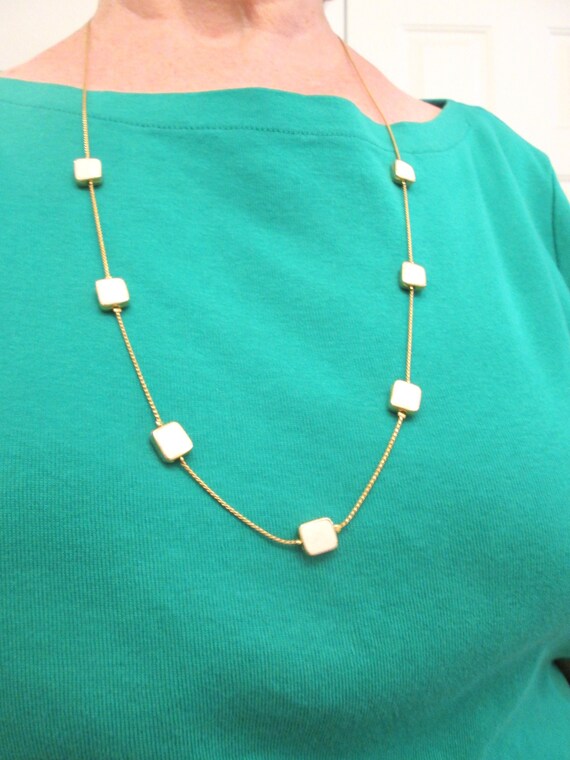 Gold 10KP Chain Necklace + Monet Round  Earrings-… - image 4