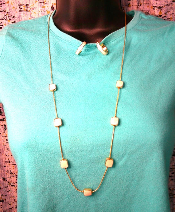 Gold 10KP Chain Necklace + Monet Round  Earrings-… - image 2