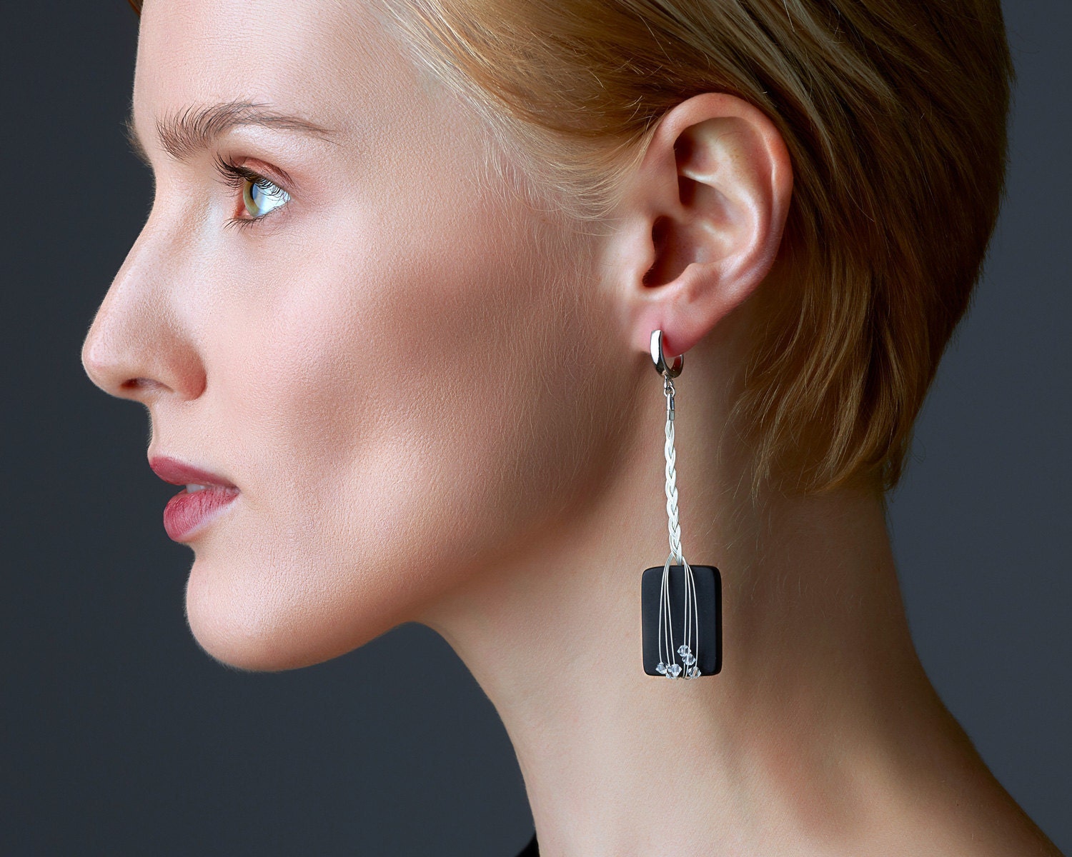 Lancaster Black Silver Earrings