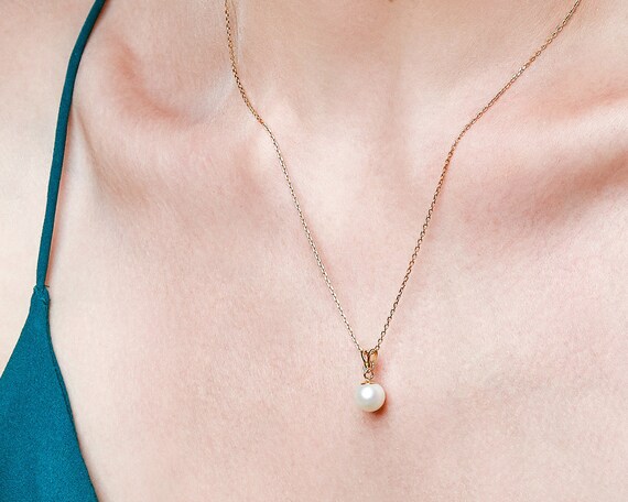 Pearl Necklace 14k Gold Necklace Dainty 
