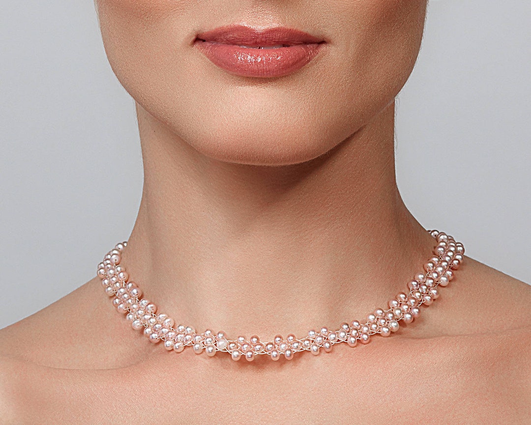 Pearl Bridal Choker Cultured Pearl Necklace Multi Strand Etsy