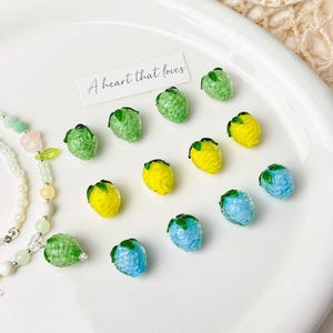 Clear Strawberry Lampwork Beads,Berry Fruit Beads,Glazed Strawberry Beads,DIY Jewelry Handmade Beads,Bracelet Beads,Handmade Hobbyist Gifts