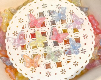 Shimmer Butterfly Acrylic Beads, Y2K Jewelry, Gift, 10PCS
