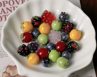 Lampwork Glass Berry Beads, Raspberry,Blueberry,Tomato Bead, DIY Fruit Jewelry Beads, Birthday Gifts