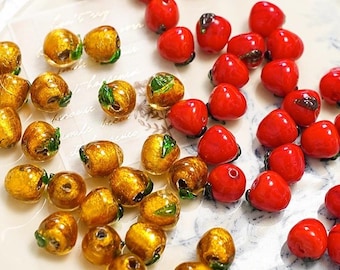 Lampwork Apple Beads, Handcrafted Glass Fruit Beads, DIY Berry Bracelets/Necklaces/Earrings