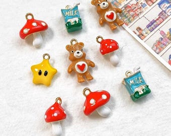 Alloy Mushroom Bear Charms: DIY Jewelry Accessories